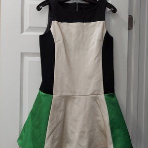 Rag & Bone Drop Waist Shiny Sleeveless Mod Space Dress Color Block Size 4